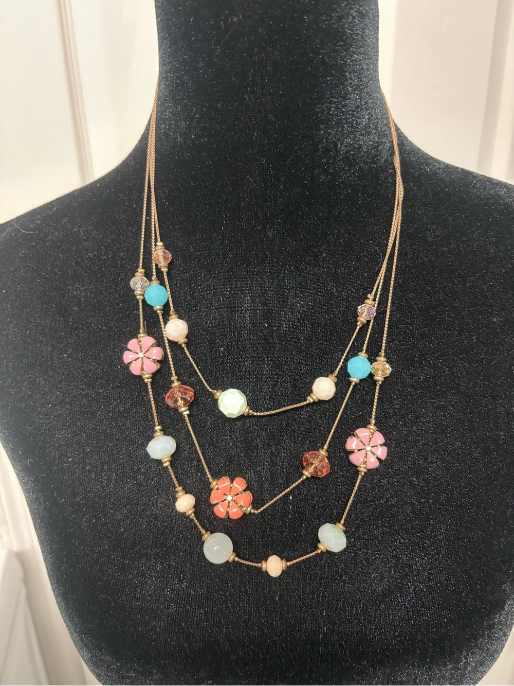Multi-Color Floral Bead Layered Necklace - Women Jewelry
